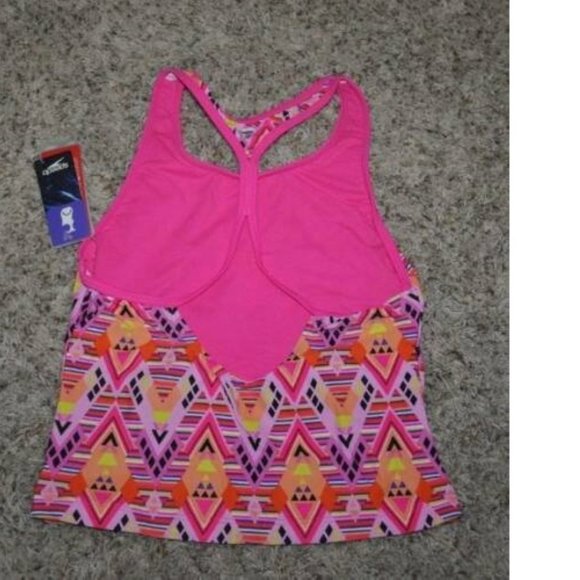 *Swimsuit Speedo sz 14 Pink Geo 2 Pc Racerback Tankini & Scoop Bikini Girls - Picture 4 of 6